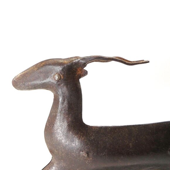 2 Rustic Metal Rocking Antelope Deer Reindeer Figurines Folk Art Farmhouse MCM - Picture 6 of 6